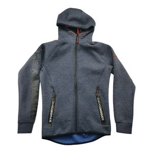 Superdry Sport Blue Gray Zip Hoodie Mens S Athletic Tech Jacket